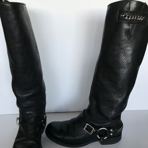 FRYE Jenna Chain Tall Engineer Riding Moto Boots